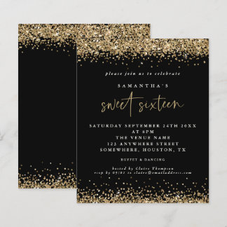 Budget Gold Glitzer 16 . Geburtstag Black Birthday