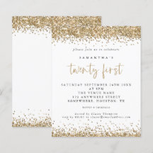 Budget Gold Glitzer 21. Party Einladung
