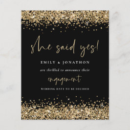 Budget Gold Glitzer Black Sie sagte ja Verlobung