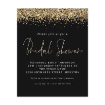 Budget Gold Glitzer Brautparty Schwarze Einladung