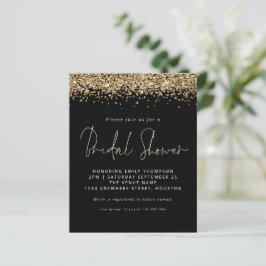 Budget Gold Glitzer Brautparty Schwarze Einladung