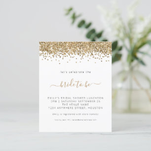 Budget Gold Glitzer Bridal Dusche Einladung