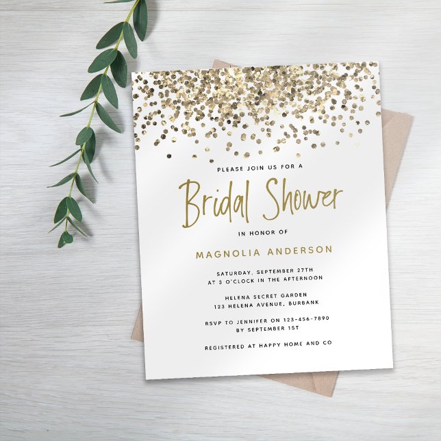 BUDGET Gold Glitzer Bridal Dusche Einladung (Von Creator hochgeladen)