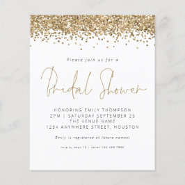 Budget Gold Glitzer Bridal Dusche Einladung