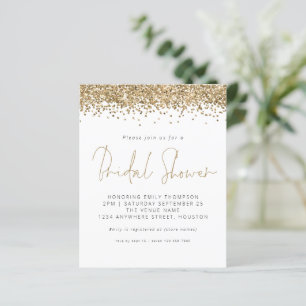 Budget Gold Glitzer Bridal Dusche Einladung