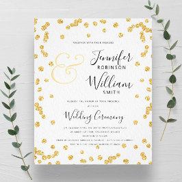 BUDGET Gold Glitzer Confetti Script Wedding Flyer