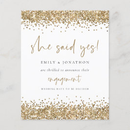 Budget Gold Glitzer Foto Sie sagte ja Verlobung