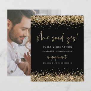 Budget Gold Glitzer Foto Sie sagte ja Verlobung