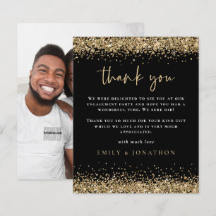 Budget Gold Glitzer Foto Verlobung Black Danke