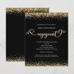 Budget Gold Glitzer Herzensschrift Verlobung Black