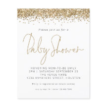 Budget Gold Glitzer Kinderdusche Einladung