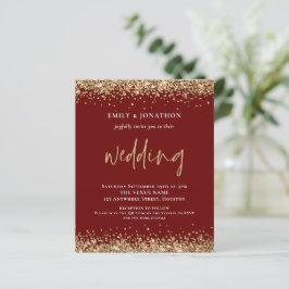 Budget Gold Glitzer QR Code Wedding Burgundy