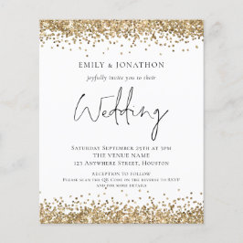 Budget Gold Glitzer QR Code Wedding Einladung
