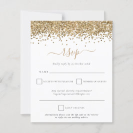 Budget Gold Glitzer QR Code Wedding RSVP