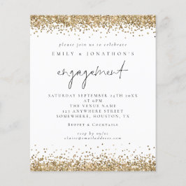 Budget Gold Glitzer Script Verlobung Einladung