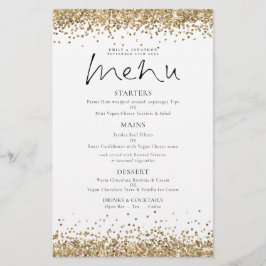 Budget Gold Glitzer Script Wedding Menu