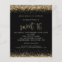 Budget Gold Glitzer Sweet 16 Black Birthday