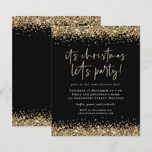 Budget Gold Glitzer Weihnachten Lasse Party Black (Vorne/Hinten)