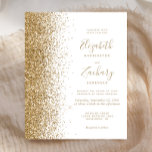 Budget Gold Glitzer White Wedding Einladung<br><div class="desc">Die links Kulisse dieser modernen Hochzeitseinladung besticht durch einen vergoldeten Glitzer mit Imitaten. Der anpassbare Text kombiniert goldfarbene Handschrift,  Copperplate und kursiv Schriftart auf weißem Hintergrund. Auf der Rückseite ist ein Glitzer in Weiß und Gold gehalten.</div>