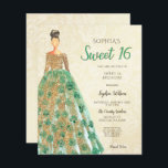 Budget Gold Grünes Kleid Sweet 16 Einladung<br><div class="desc">Budget Gold Smarald Green Sparkle Kleid Sweet 16 Geburtstag Einladung</div>