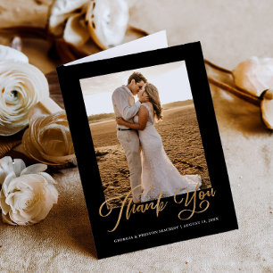 Budget Gold Kursive Schrift Hochzeit Danksagungska Dankeskarte