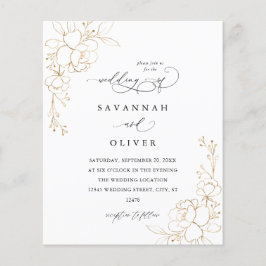 Budget Gold Lined Floral Wedding Flyer