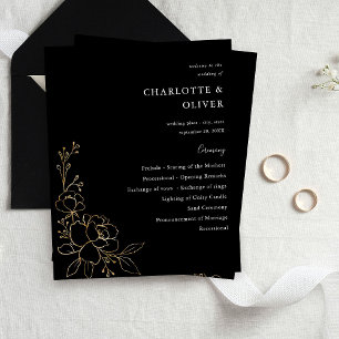 Budget Gold Lnd Floral Mariage Cérémonie Programme