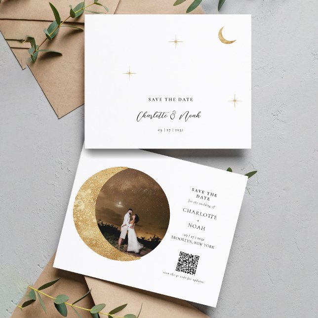 BUDGET Gold Moon Stars Foto QR Code Hochzeit (Von Creator hochgeladen)