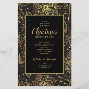 Budget Gold Poinsettias Weihnachts Einladung Flyer