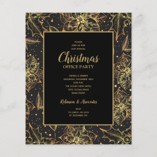 Budget Gold Poinsettias Weihnachts-Einladung Flyer