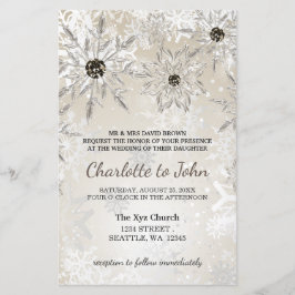 Budget Gold Schneeflocken Winterhochzeit Einladung