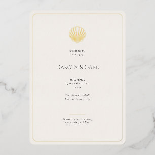 Budget Gold Seashell All-in-One Hochzeitseinladung Folieneinladung