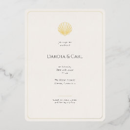 Budget Gold Seashell All-in-One Wedding invitation Folieneinladung