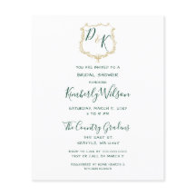 Budget Gold Wappen Green Bridal Dusche Einladung