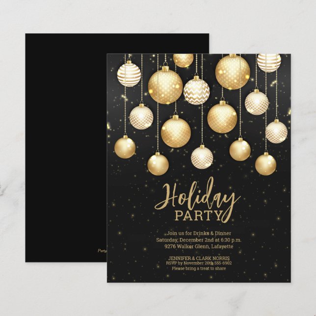 Budget Gold Weihnachtsbaum Ornaments Black Invites (Vorne/Hinten)