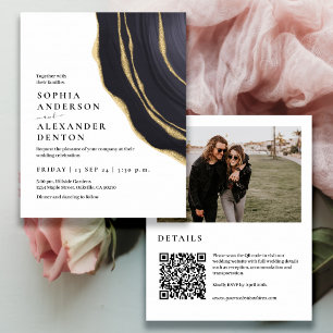 Budget golden agate Foto QR Code Hochzeit einladen