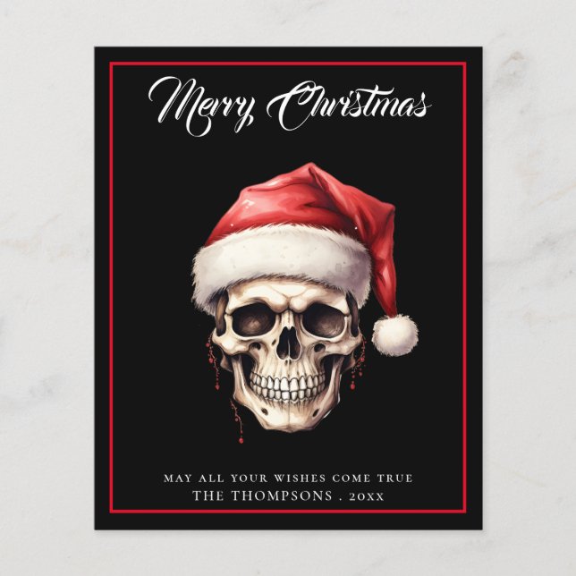 Budget Gothic Santa Skull Frohe Weihnachtskarte (Vorderseite)