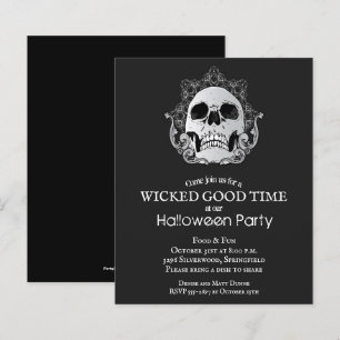 Budget Gothic Skull Halloween-Party Einladung