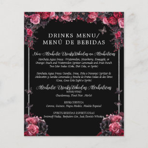 Budget Gothique Floral Bilingue Quinceañera Menu
