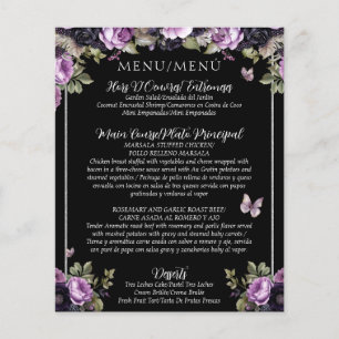 Budget Gothique Floral Bilingue Quinceañera Menu