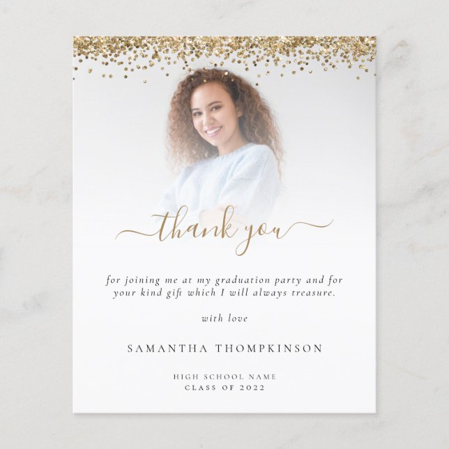 Budget Grad Foto Gold Glitzer Vielen Dank (Vorderseite)