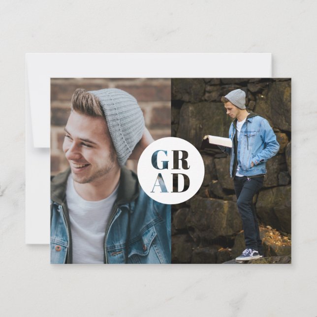 Budget GRAD Glitzer Foto Abschluss Ankündigung (Vorderseite)