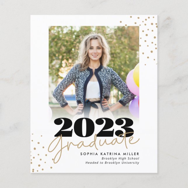 Budget Graduate Class Gold Dots Foto Abschluss (Vorderseite)