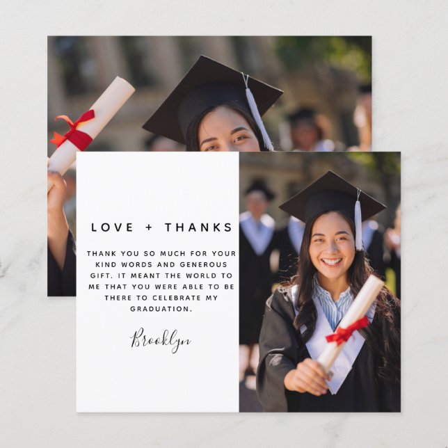 BUDGET Graduate Graduate Carte de remerciements ph (Devant / Derrière)