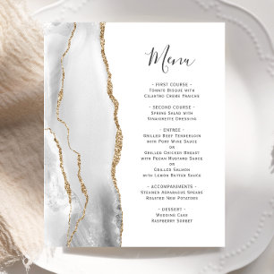 Budget Gray Gold Agate Wedding Menü
