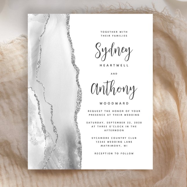 Budget Gray Silver Agate Calligraphy Wedding (Von Creator hochgeladen)