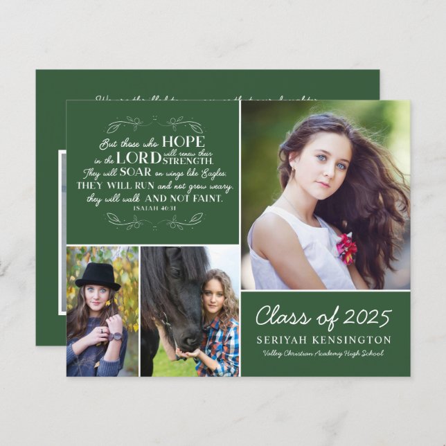 Budget Green Abschluss Bible Verse Foto Collage (Vorne/Hinten)