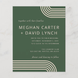 Budget Green Arched Wedding Einladung