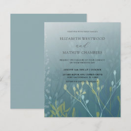 Budget Green Blue Foliage Hochzeit Einladung