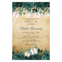 Budget Green Butterfly Sweet 16 Einladung